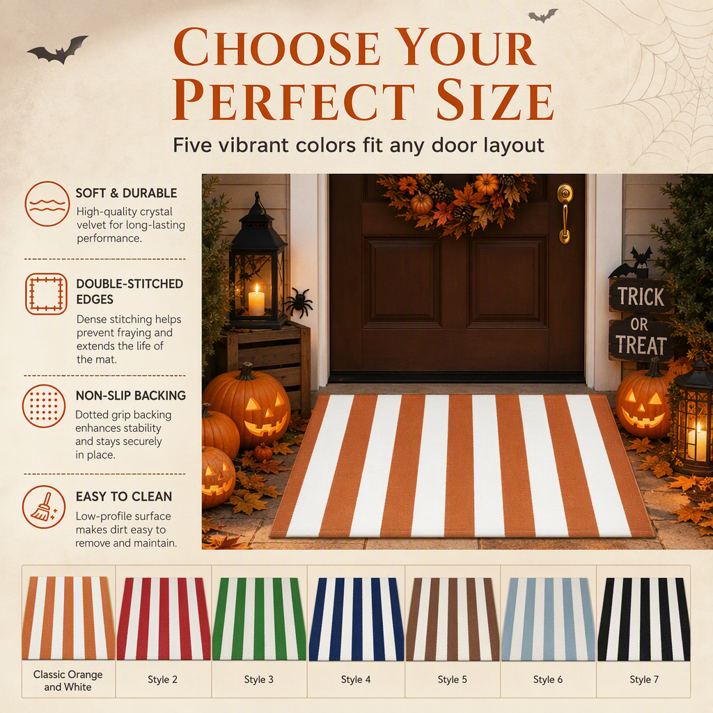 Simple Striped Non‑Slip Door Mat – Stain‑Resistant, Durable, Multi‑Size