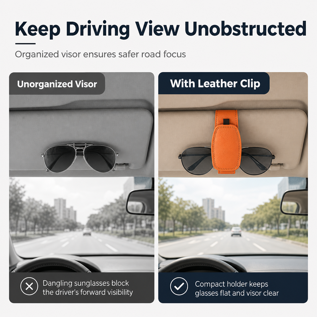 Car Sun‑Visor Magnetic Sunglasses‑Clip | 2‑in‑1 Holder For Sunglasses, Tickets & Cards