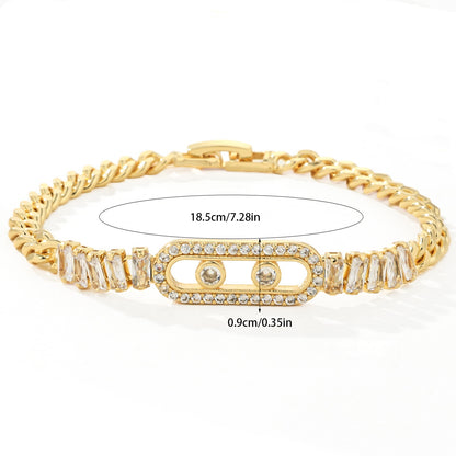 Women's Gold-Tone Cubic Zirconia Chain Bracelet