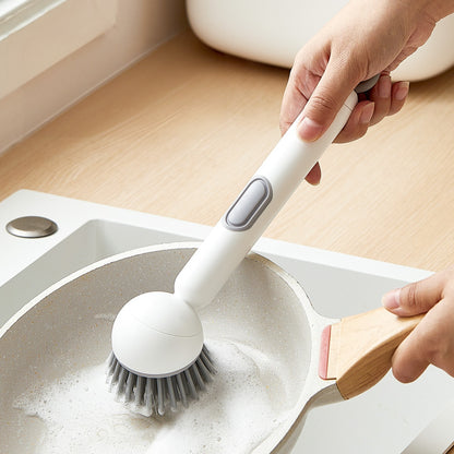 Kitchen long handled rotating pot brush