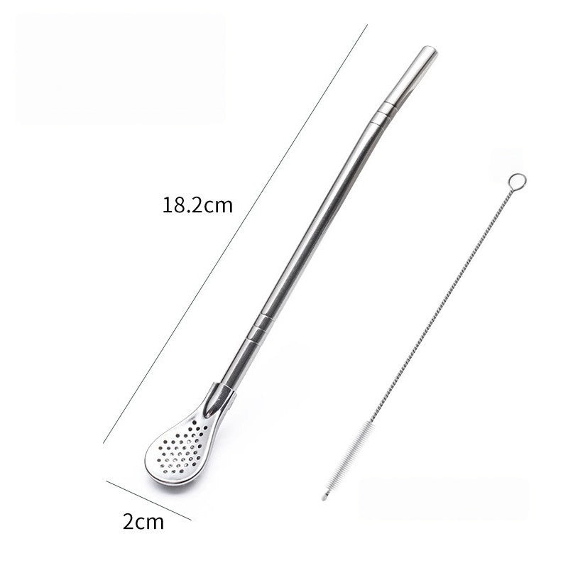 304 Stainless Steel 2-in-1 Straw Spoon