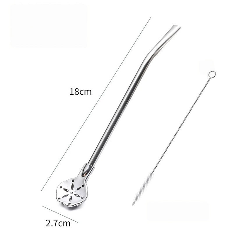 304 Stainless Steel 2-in-1 Straw Spoon