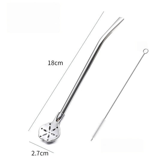 304 Stainless Steel 2-in-1 Straw Spoon