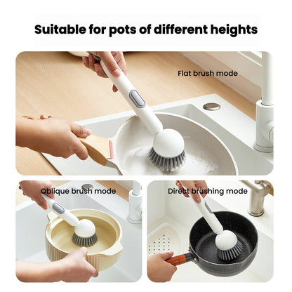 Kitchen long handled rotating pot brush