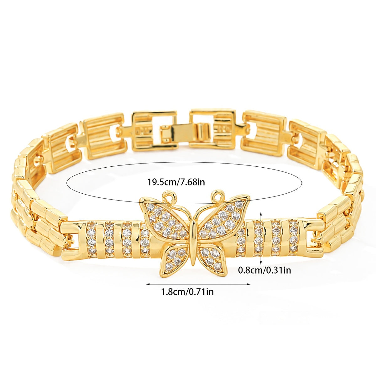Women's Gold-Tone Cubic Zirconia Chain Bracelet