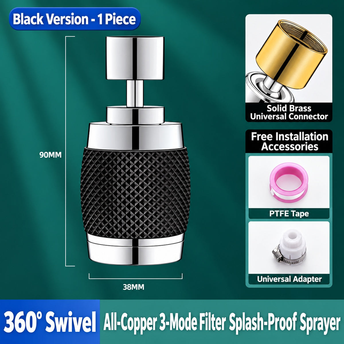 Splash proof booster swivel kitchen filter tap