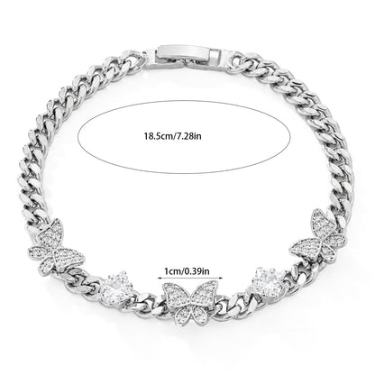 Women's Gold-Tone Cubic Zirconia Chain Bracelet