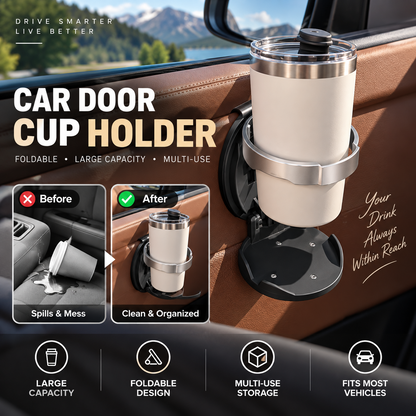 Multifunctional Foldable Car Door Cup Holder Large Diameter Drink and Water Bottle Storage Rack