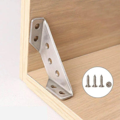 UNIVERSAL STAINLESS STEEL FURNITURE CORNER BRACES — Triangular Stability Reinforcement | Rust-Proof Structural Support & Easy Install
