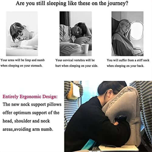 Portable, inflatable, ergonomic travel pillow: Enjoy a comfortable sleep anytime, anywhere