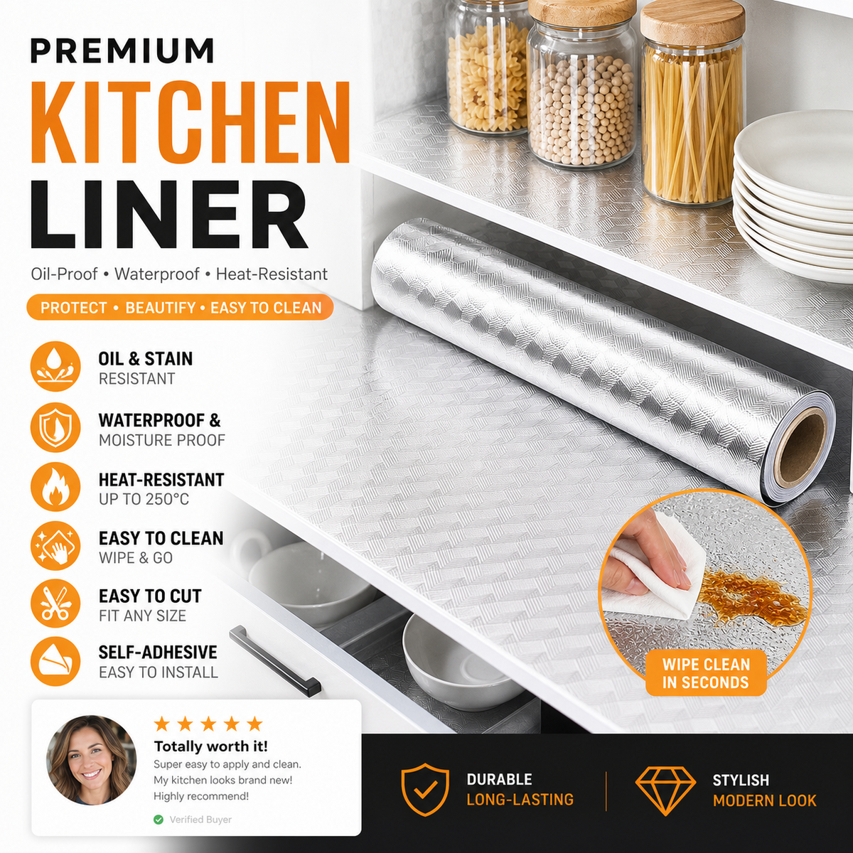 Cut-to-Fit Aluminum Foil Liner for Walls & Cabinets