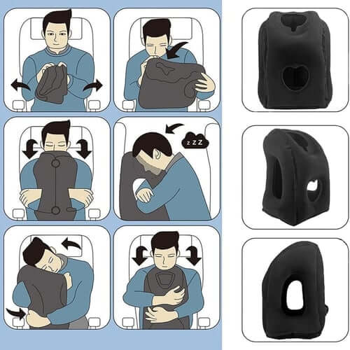 Portable, inflatable, ergonomic travel pillow: Enjoy a comfortable sleep anytime, anywhere