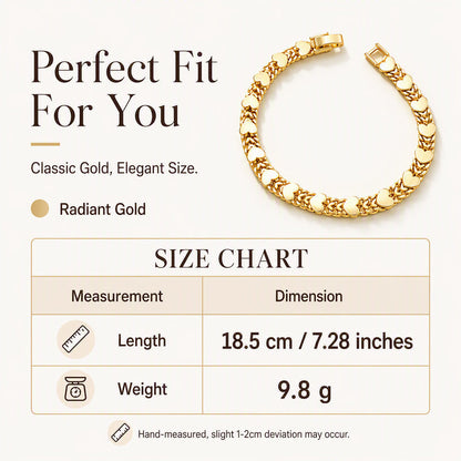 Women’s Elegant Heart Link Bracelet – Dainty Romantic Design, Adjustable Chain