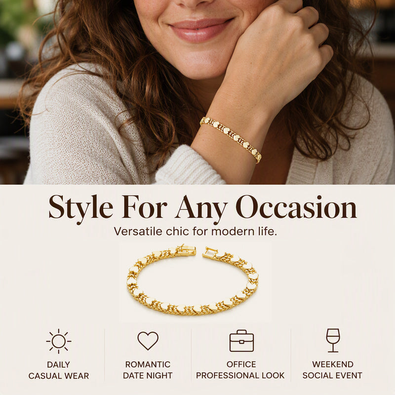 Women’s Elegant Heart Link Bracelet – Dainty Romantic Design, Adjustable Chain