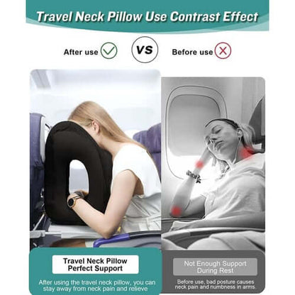 Portable, inflatable, ergonomic travel pillow: Enjoy a comfortable sleep anytime, anywhere