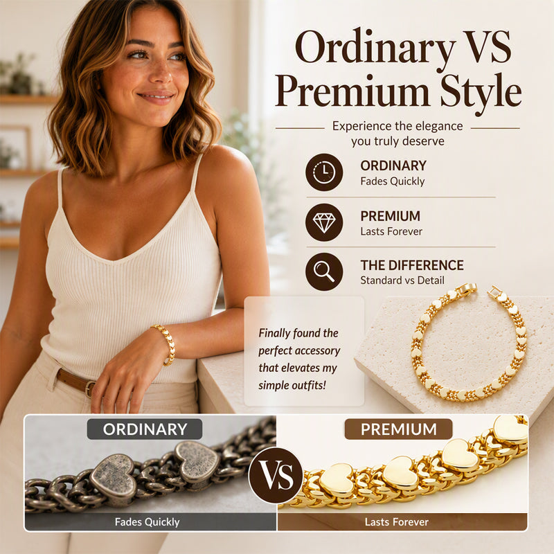 Women’s Elegant Heart Link Bracelet – Dainty Romantic Design, Adjustable Chain