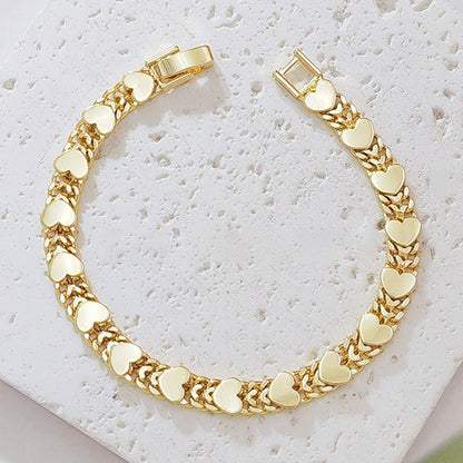 Women’s Elegant Heart Link Bracelet – Dainty Romantic Design, Adjustable Chain
