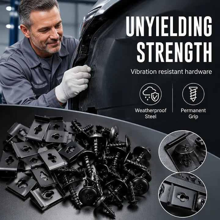 Universal Car Metal U-Type Clips and Screws Set