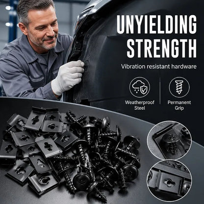Universal Car Metal U-Type Clips and Screws Set