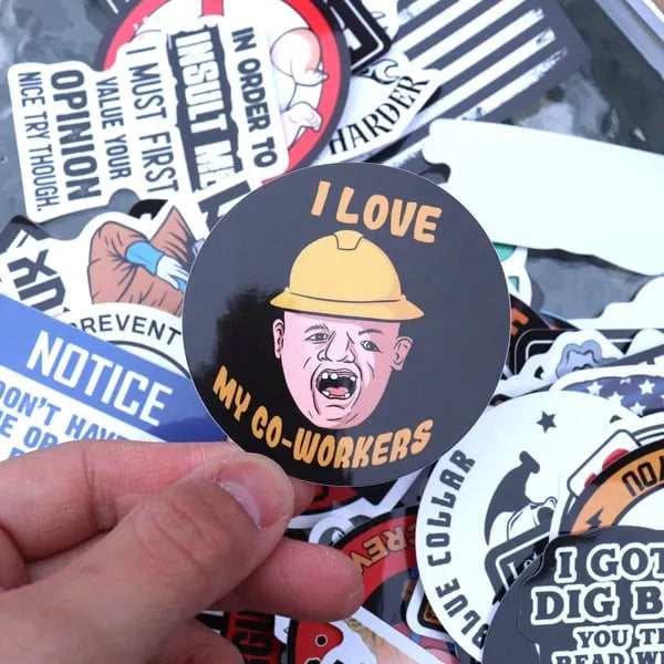 150Pcs Blue Collar Funny Stickers