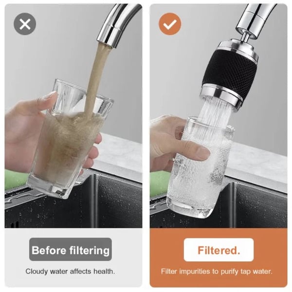 Splash proof booster swivel kitchen filter tap