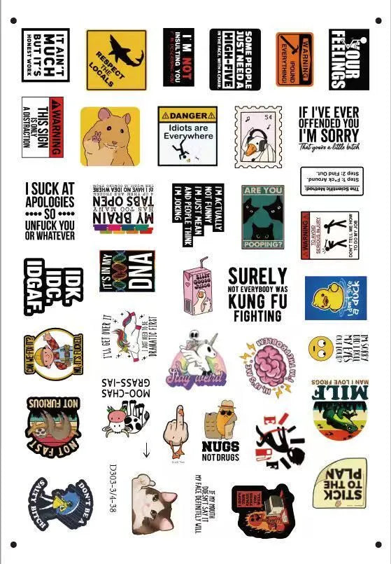 150Pcs Blue Collar Funny Stickers