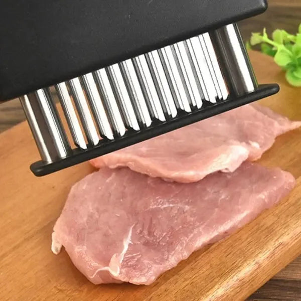 Meat Tenderizer with 48 Stainless Steel Blades – Tenderize in Seconds, Dishwasher-Safe & Safe Storage Cover Included!