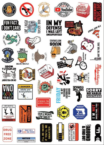 150Pcs Blue Collar Funny Stickers