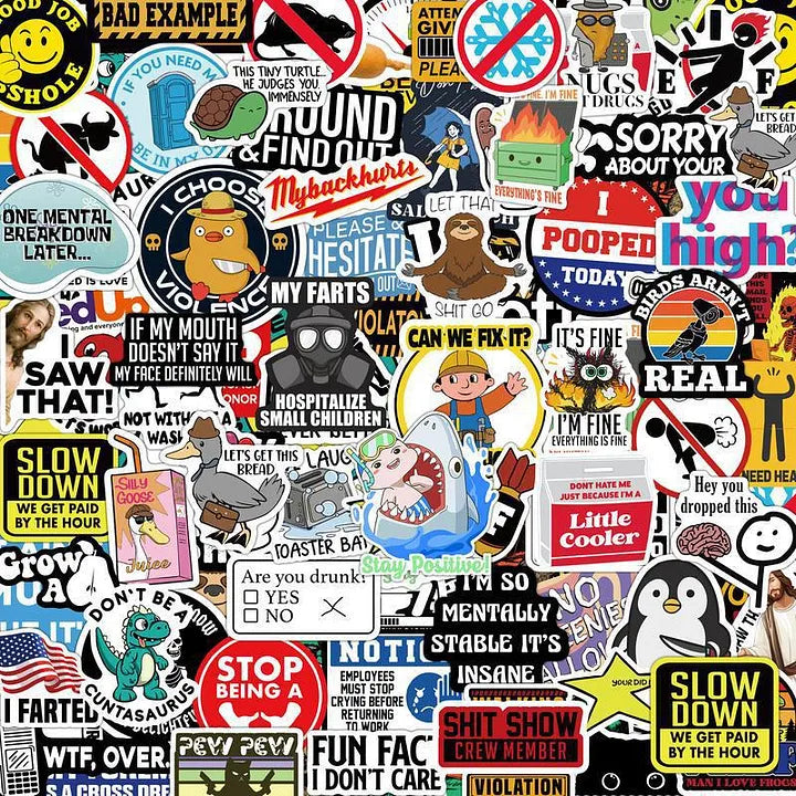 150Pcs Blue Collar Funny Stickers