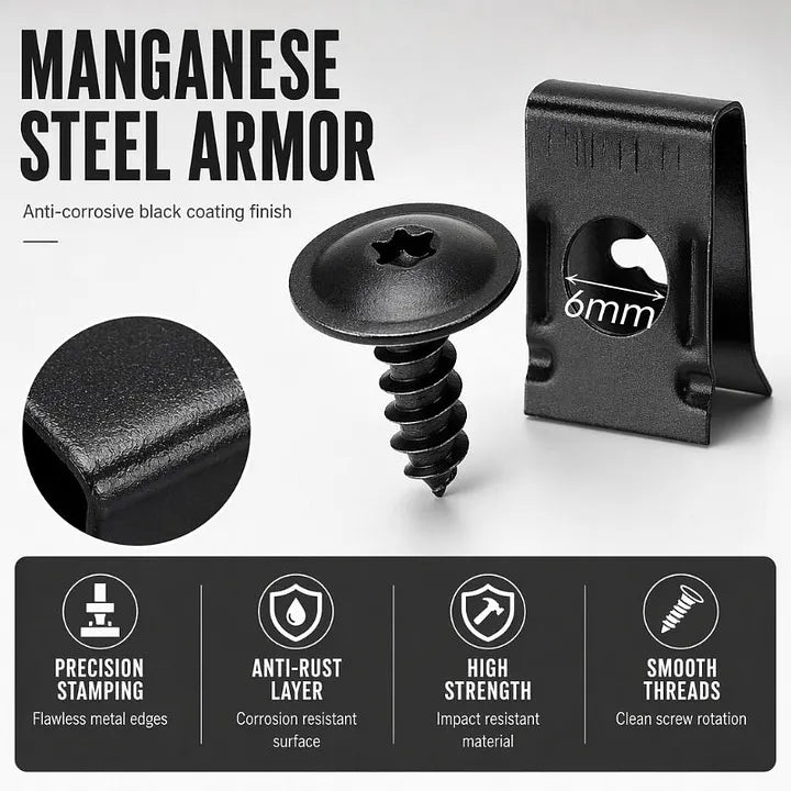 Universal Car Metal U-Type Clips and Screws Set