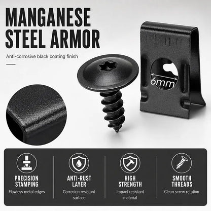 Universal Car Metal U-Type Clips and Screws Set