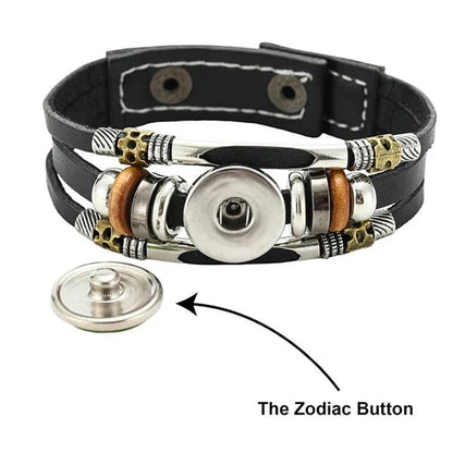 Glow‑in‑the‑dark Leather Zodiac Sign Bracelet