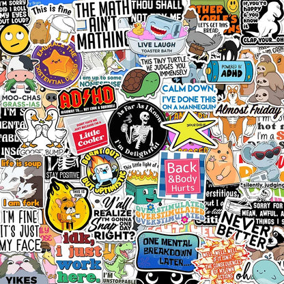 150Pcs Blue Collar Funny Stickers
