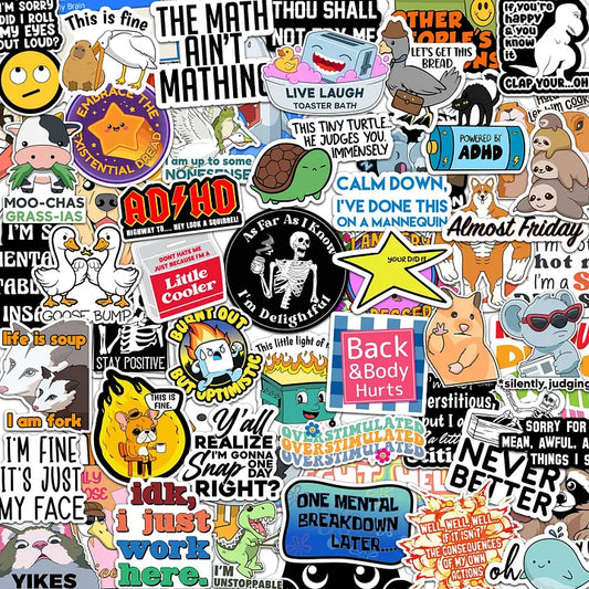 150Pcs Blue Collar Funny Stickers