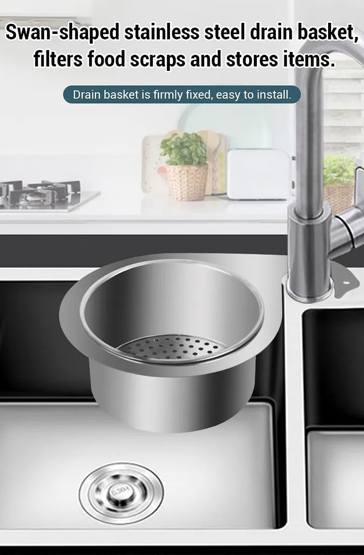 Swan-shaped stainless steel drip basket