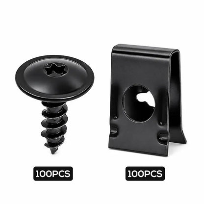 Universal Car Metal U-Type Clips and Screws Set