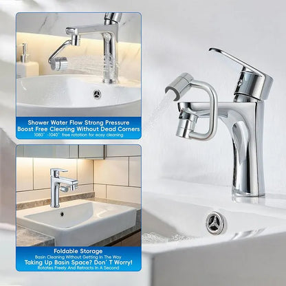 Universal 1080° Rotating Faucet Extender 2 Mode Splash Filter Core Aerator for Kitchen Bathroom Home Sink