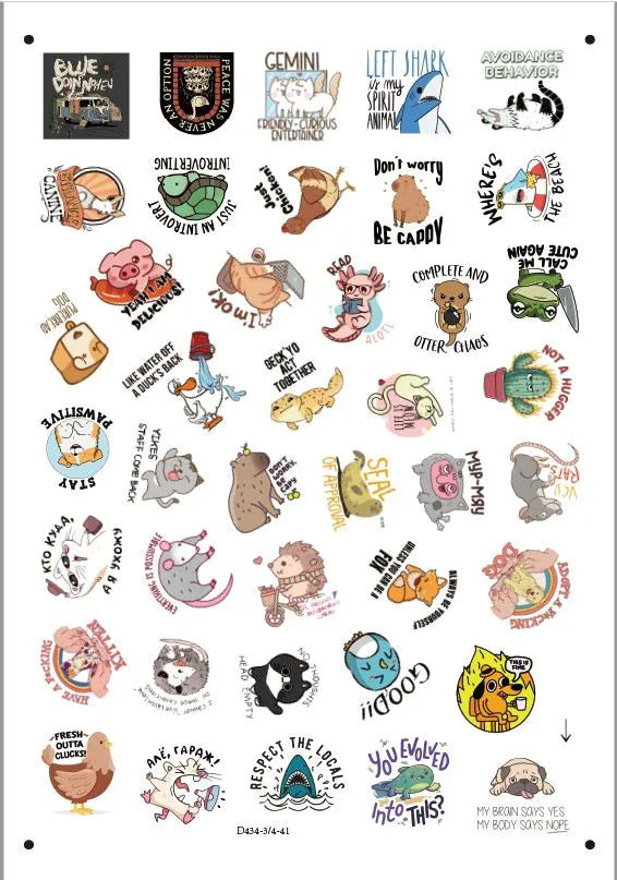 150Pcs Blue Collar Funny Stickers