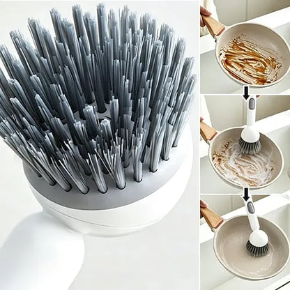 Kitchen long handled rotating pot brush