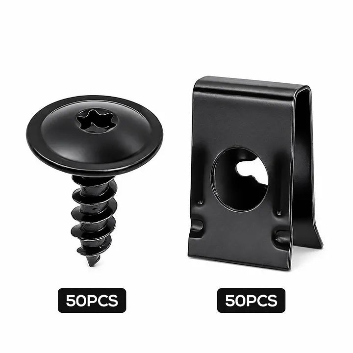 Universal Car Metal U-Type Clips and Screws Set