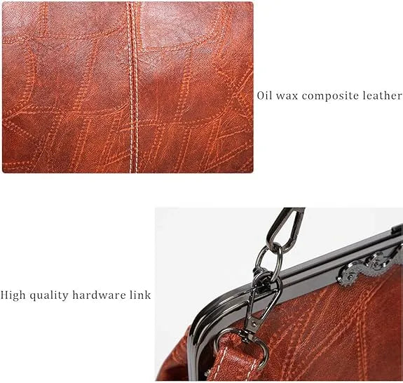 2026 New  Elegant Waterproof Women’s Leather Kiss-Lock Tote Handbag