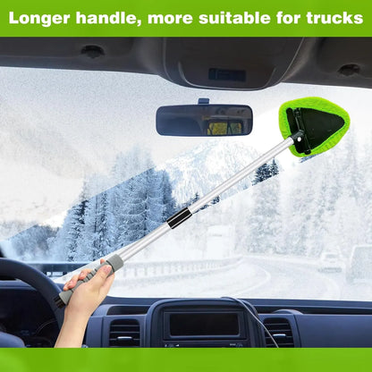 Windshield Cleaning Tool, Microfiber Car Window Cleaner with 2 Reusable and Washable Microfiber Pads and Extendable Handle