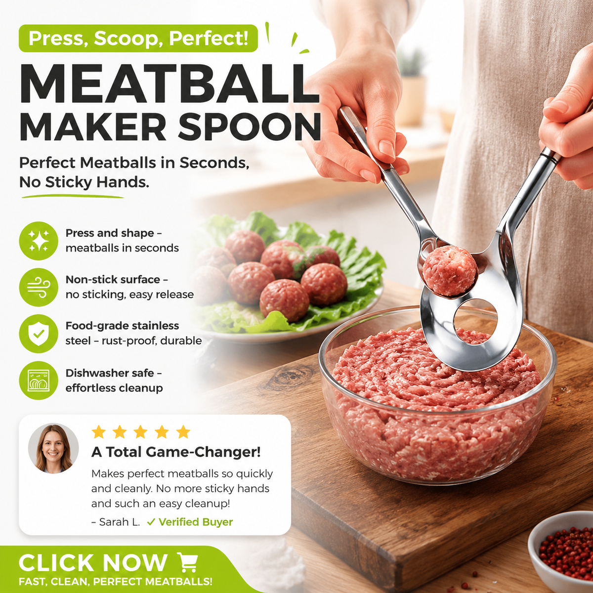 Meatball Spoon – No Stick, No Mess