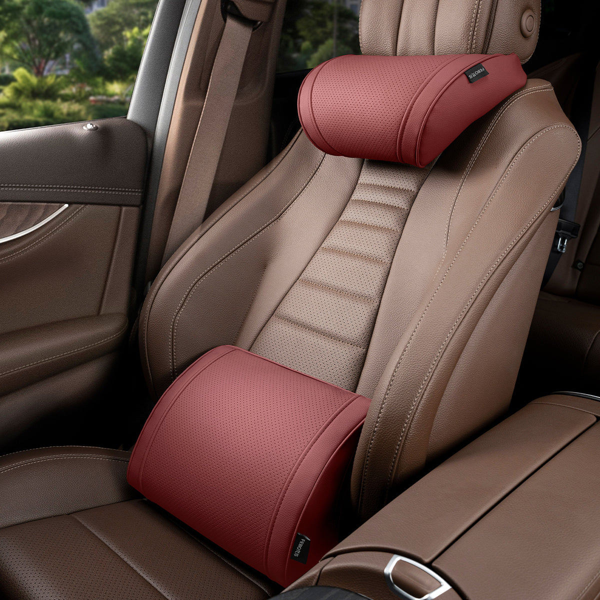 Ergonomic Headrest and Lumbar Support Set for Car Seats
