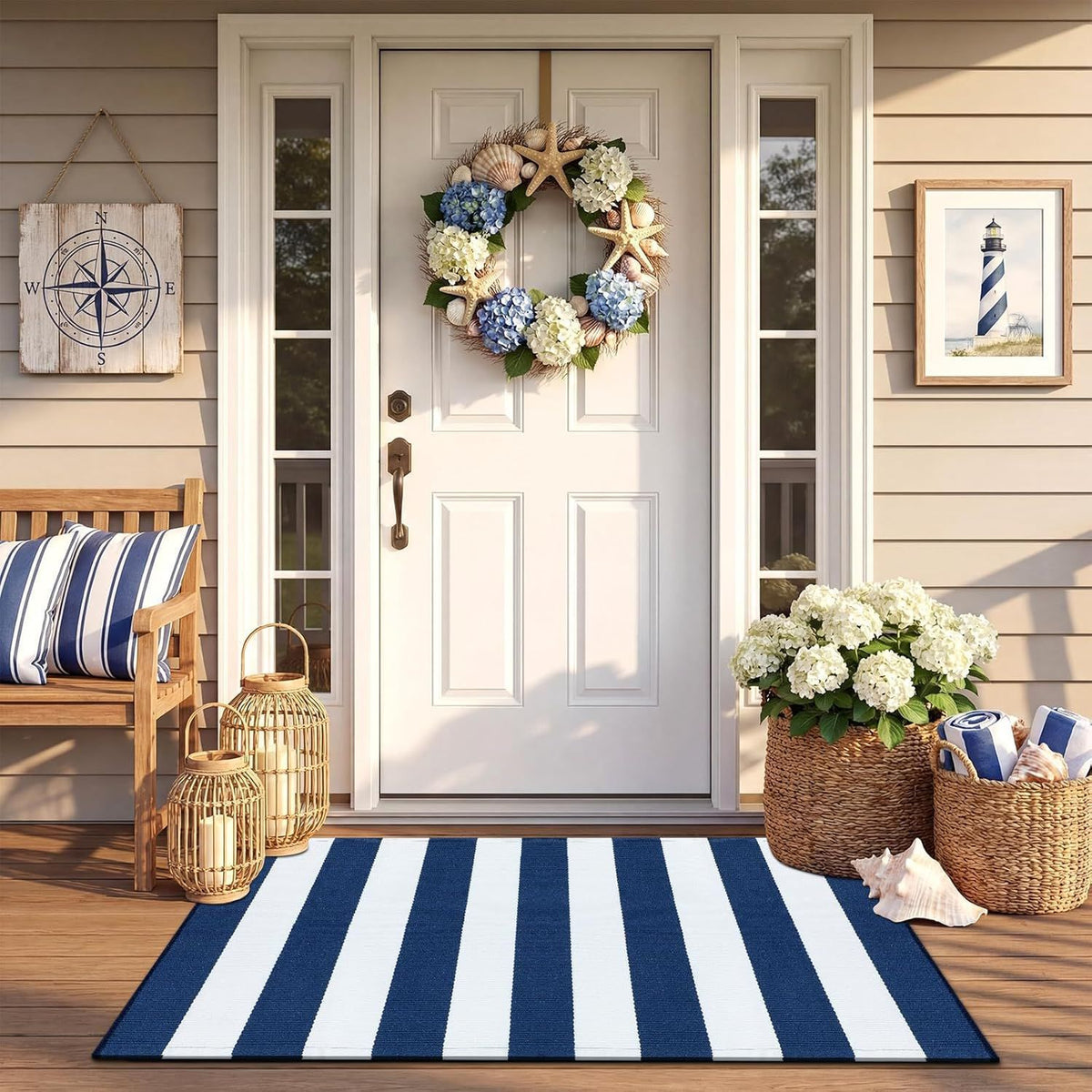 Simple Striped Non‑Slip Door Mat – Stain‑Resistant, Durable, Multi‑Size