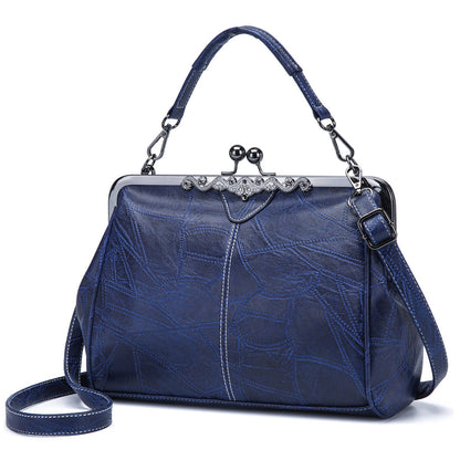 2026 New  Elegant Waterproof Women’s Leather Kiss-Lock Tote Handbag