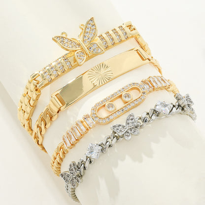 Women's Gold-Tone Cubic Zirconia Chain Bracelet