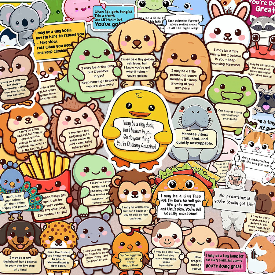 50 Pcs/1 Pack🤗 Positive Emotional Support Buddies Stickers – Inspirational, Waterproof & No Residue🎁 Uplifting Gifts for Kids, Teens, Coworkers & Yourself 😻