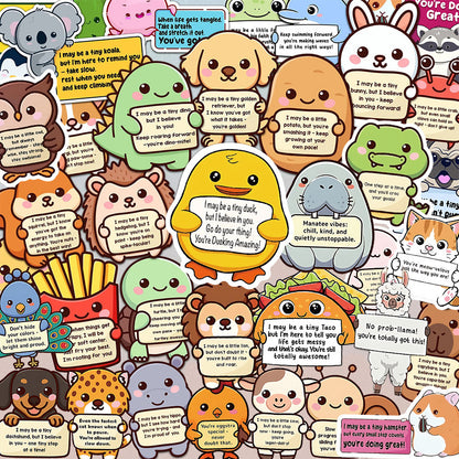 50 Pcs/1 Pack🤗 Positive Emotional Support Buddies Stickers – Inspirational, Waterproof & No Residue🎁 Uplifting Gifts for Kids, Teens, Coworkers & Yourself 😻