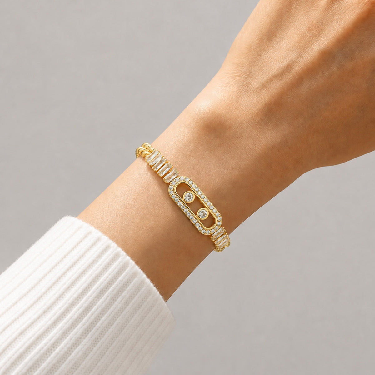 Women's Gold-Tone Cubic Zirconia Chain Bracelet